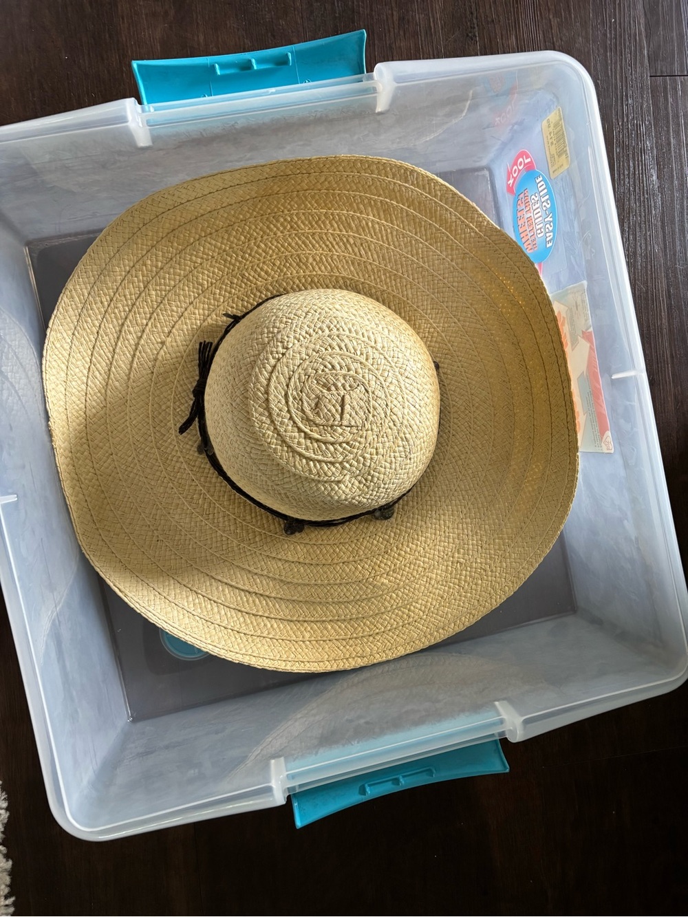 Disney Beige Wide Brim Sun Hat with Dark Brown Trim and Mickey Mouse Meta Detail - Picture 6 of 6